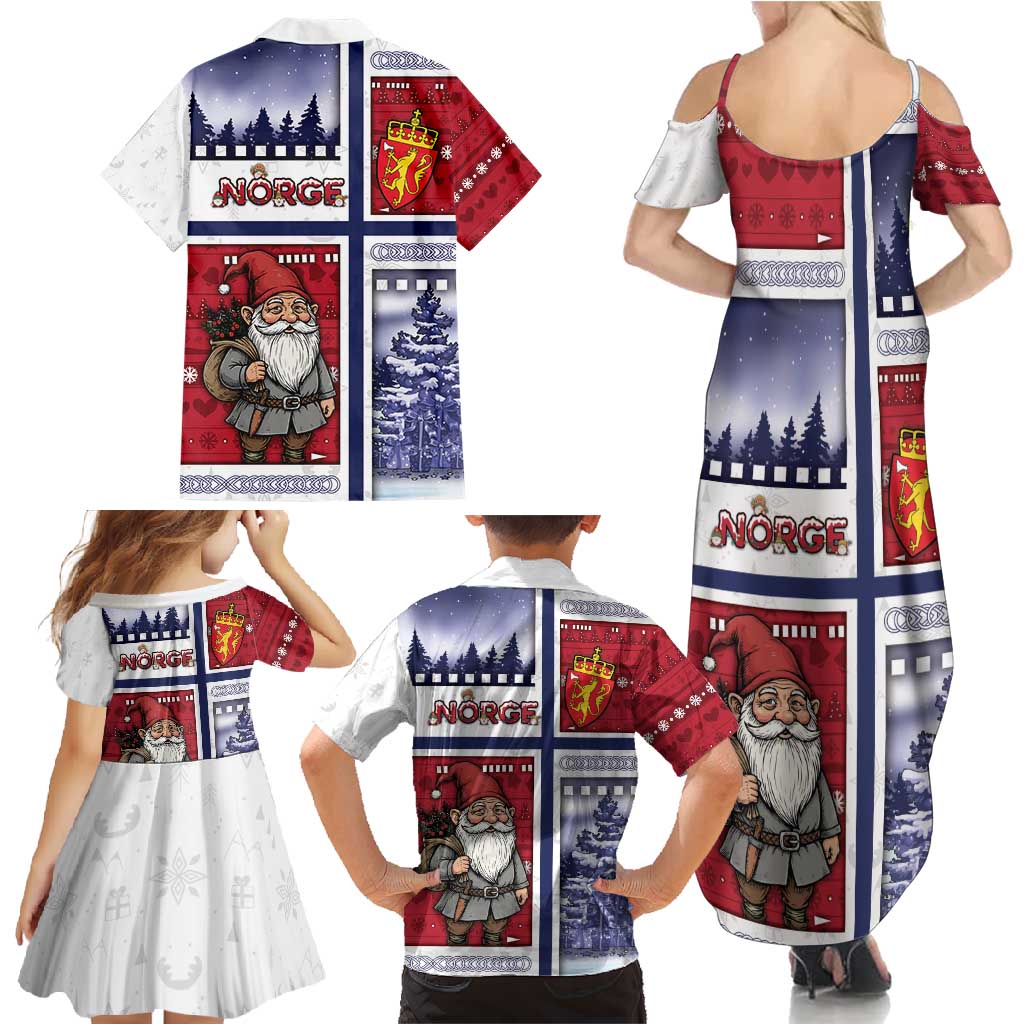 Norway Christmas Family Matching Summer Maxi Dress and Hawaiian Shirt Julenisse God Jul - Wonder Print Shop
