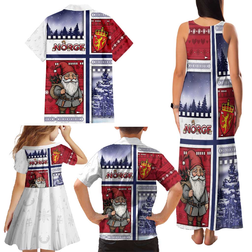 Norway Christmas Family Matching Tank Maxi Dress and Hawaiian Shirt Julenisse God Jul - Wonder Print Shop