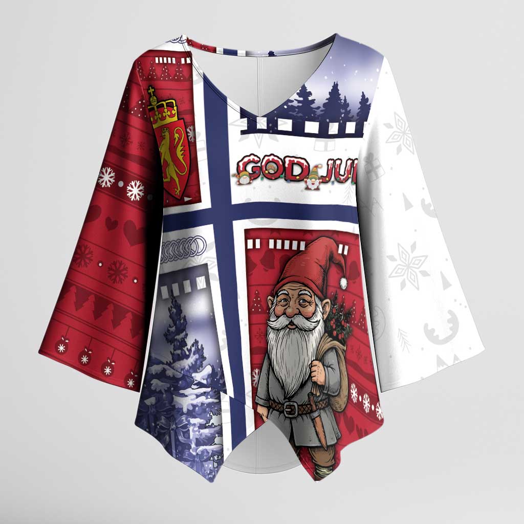 Norway Christmas Kimono Sleeve Blouse Julenisse God Jul - Wonder Print Shop