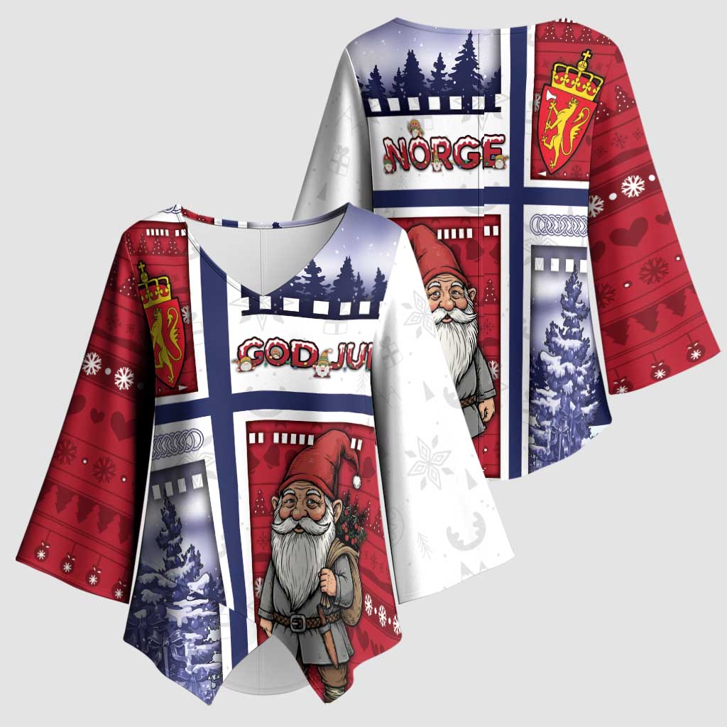 Norway Christmas Kimono Sleeve Blouse Julenisse God Jul - Wonder Print Shop