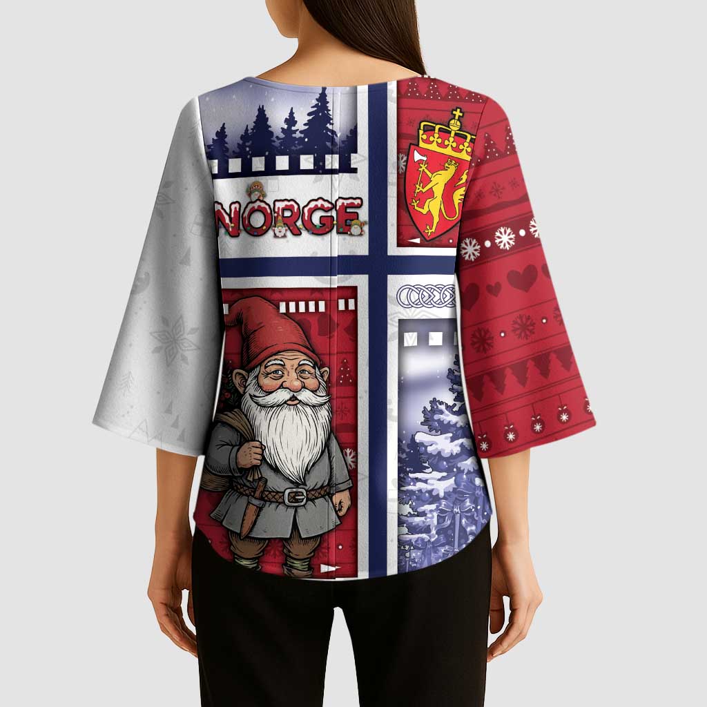 Norway Christmas Kimono Sleeve Blouse Julenisse God Jul - Wonder Print Shop