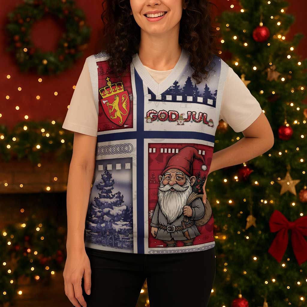 Norway Christmas Knitted V-Neck Vest Julenisse God Jul - Wonder Print Shop