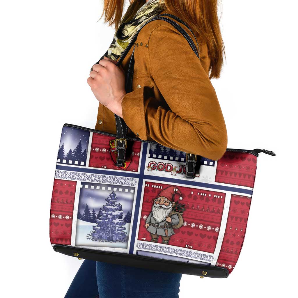 Norway Christmas Leather Tote Bag Julenisse God Jul - Wonder Print Shop
