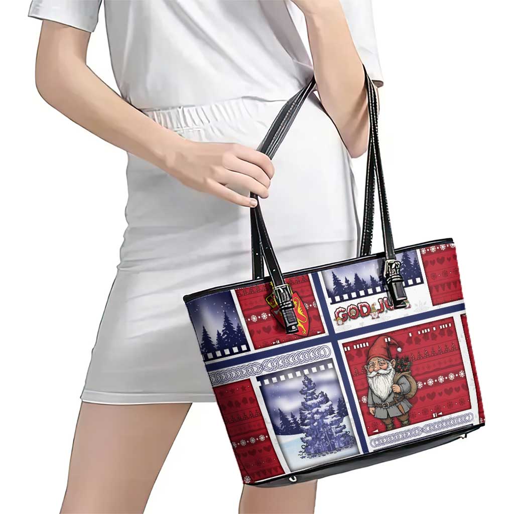 Norway Christmas Leather Tote Bag Julenisse God Jul - Wonder Print Shop