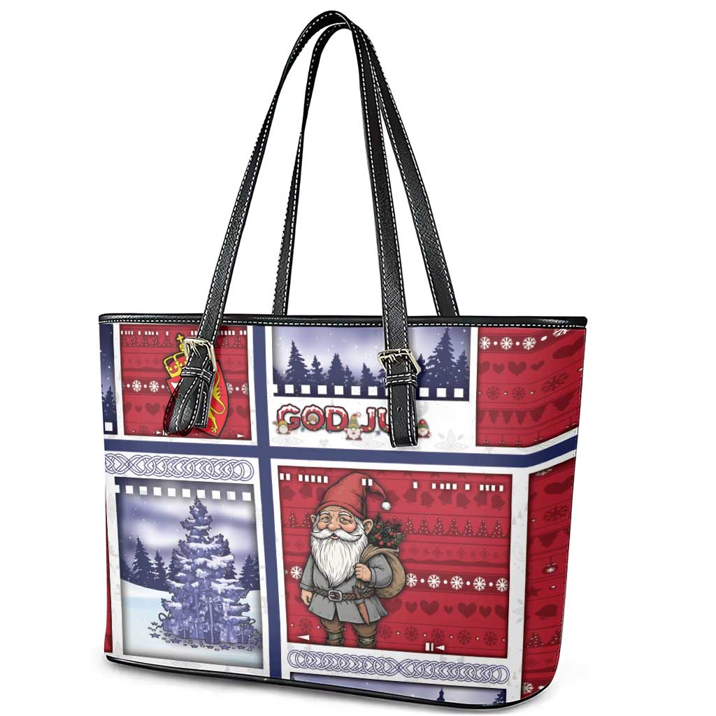 Norway Christmas Leather Tote Bag Julenisse God Jul - Wonder Print Shop