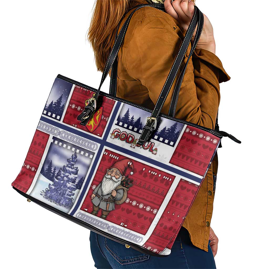 Norway Christmas Leather Tote Bag Julenisse God Jul - Wonder Print Shop