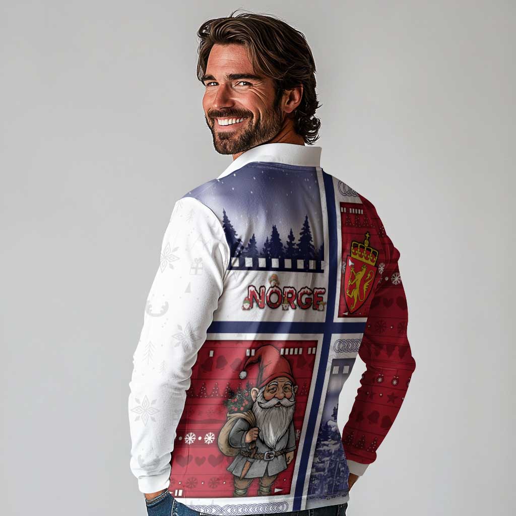 Norway Christmas Long Sleeve Polo Shirt Julenisse God Jul - Wonder Print Shop