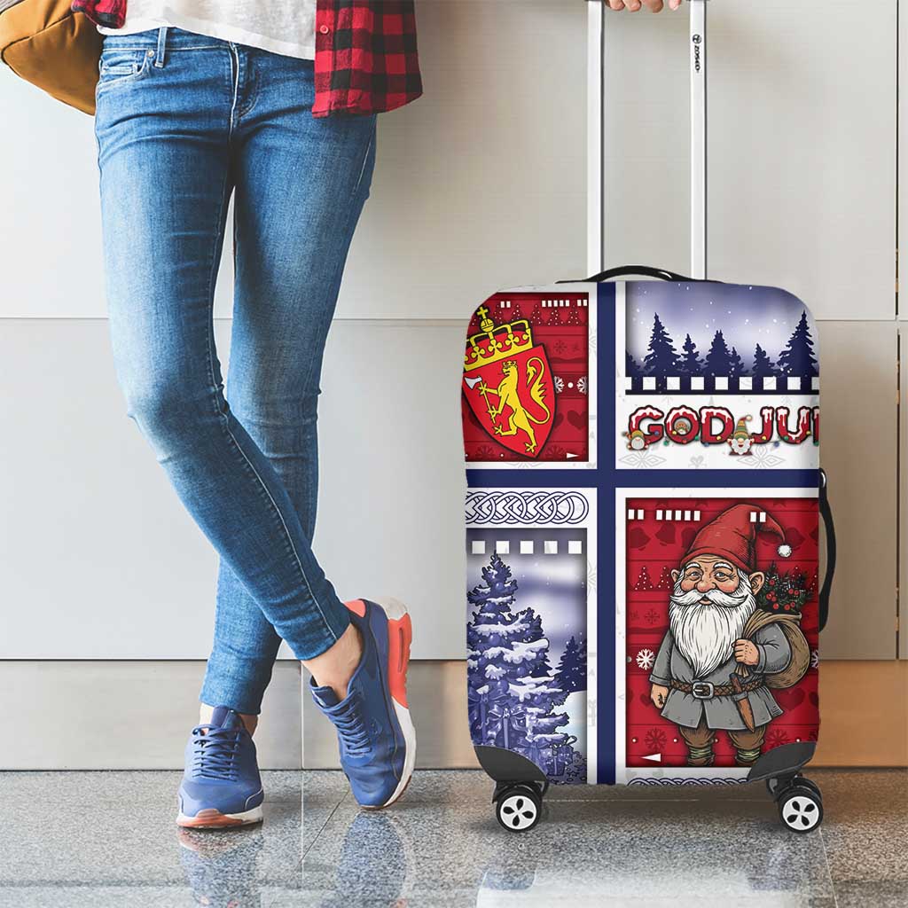 Norway Christmas Luggage Cover Julenisse God Jul - Wonder Print Shop