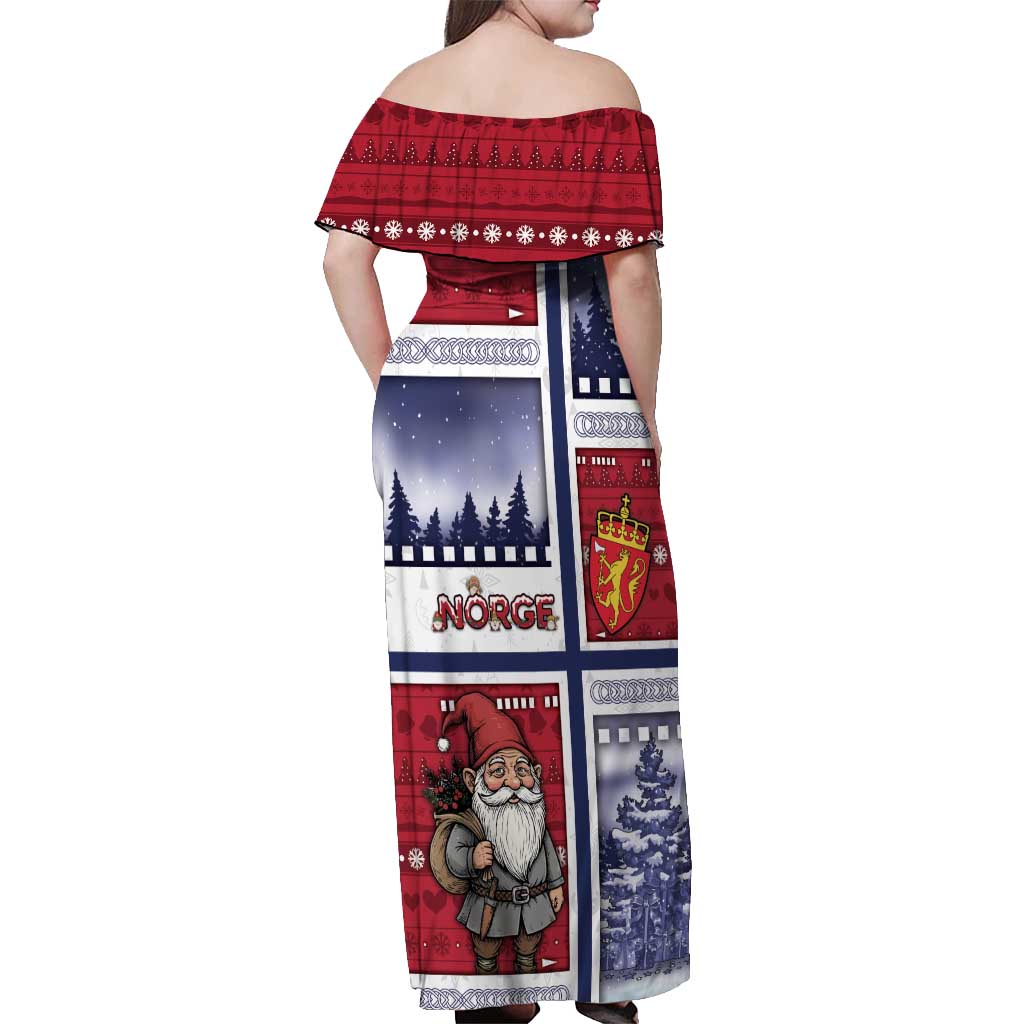 Norway Christmas Off Shoulder Maxi Dress Julenisse God Jul - Wonder Print Shop