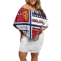 Norway Christmas Off Shoulder Short Dress Julenisse God Jul - Wonder Print Shop