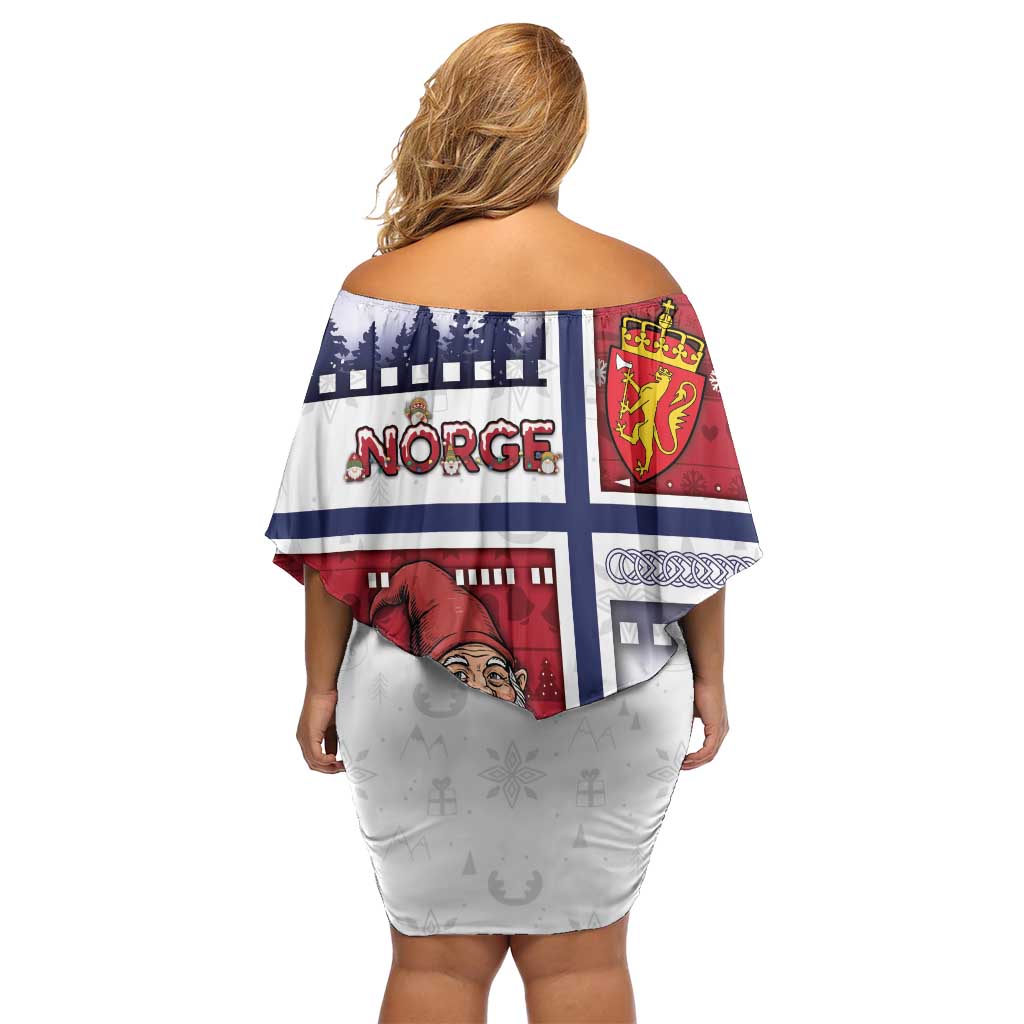 Norway Christmas Off Shoulder Short Dress Julenisse God Jul - Wonder Print Shop