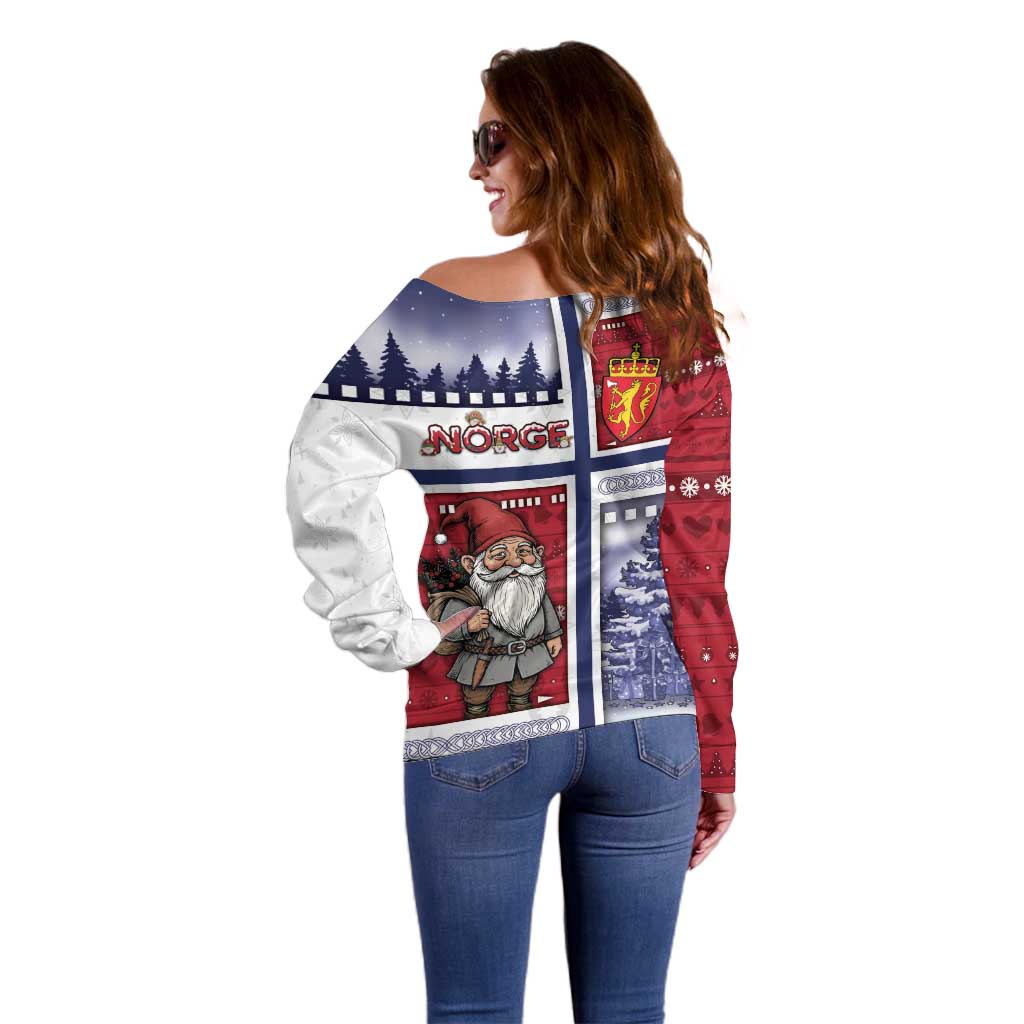 Norway Christmas Off Shoulder Sweater Julenisse God Jul - Wonder Print Shop