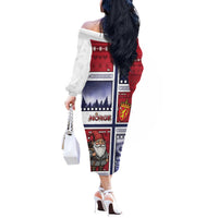 Norway Christmas Off The Shoulder Long Sleeve Dress Julenisse God Jul - Wonder Print Shop