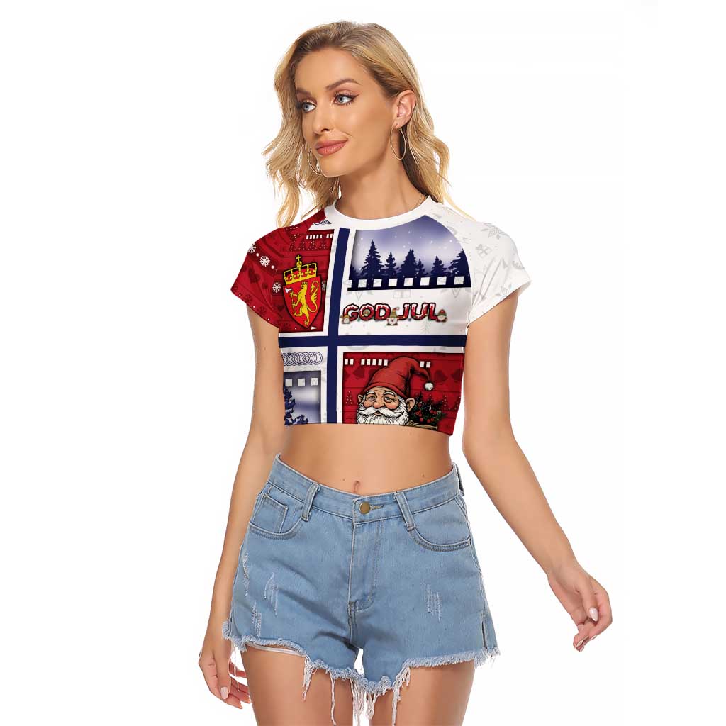 Norway Christmas Raglan Cropped T Shirt Julenisse God Jul - Wonder Print Shop
