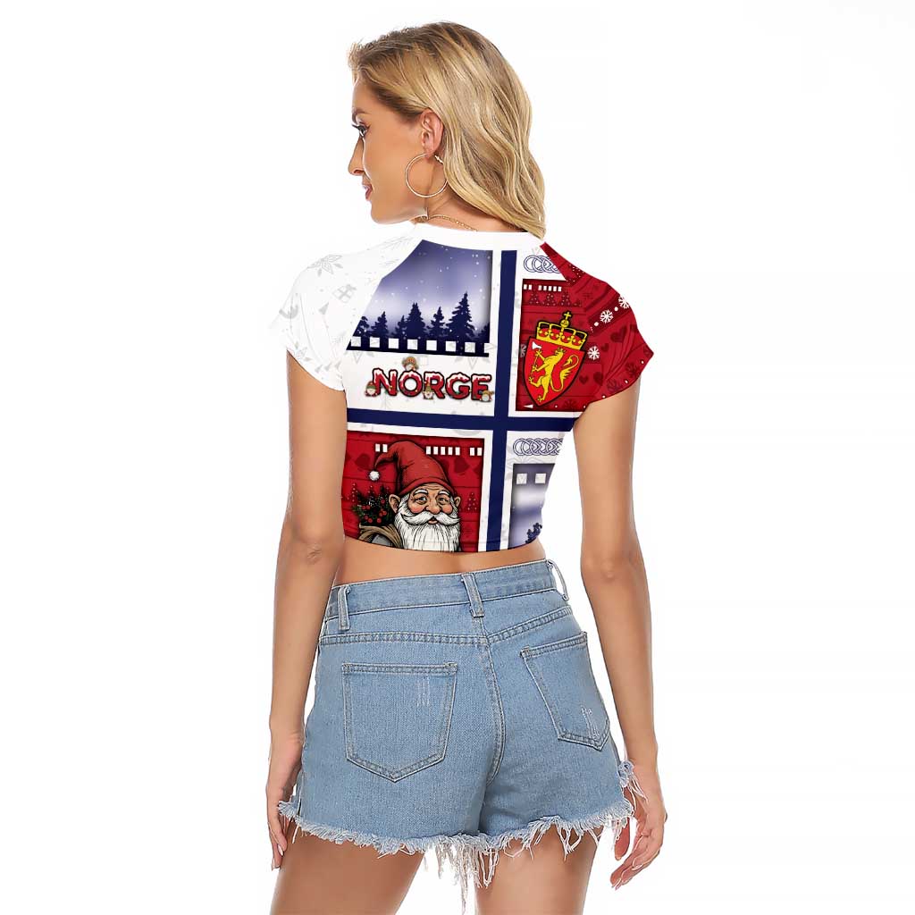 Norway Christmas Raglan Cropped T Shirt Julenisse God Jul - Wonder Print Shop