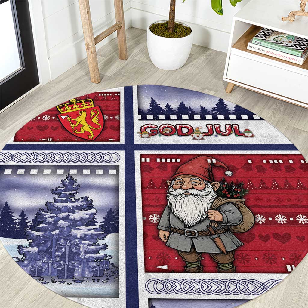 Norway Christmas Round Carpet Julenisse God Jul - Wonder Print Shop