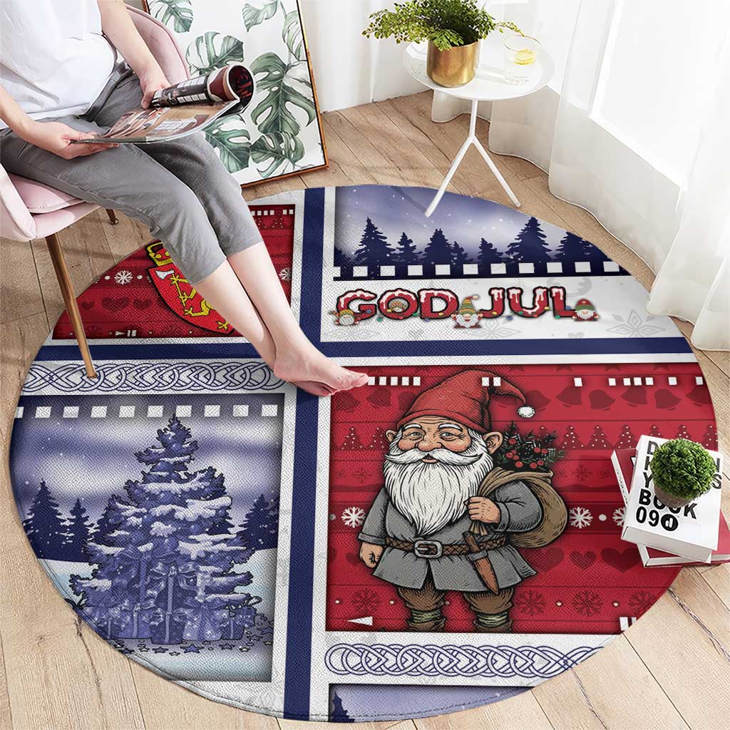Norway Christmas Round Carpet Julenisse God Jul - Wonder Print Shop
