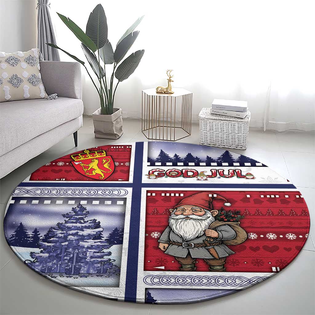 Norway Christmas Round Carpet Julenisse God Jul - Wonder Print Shop