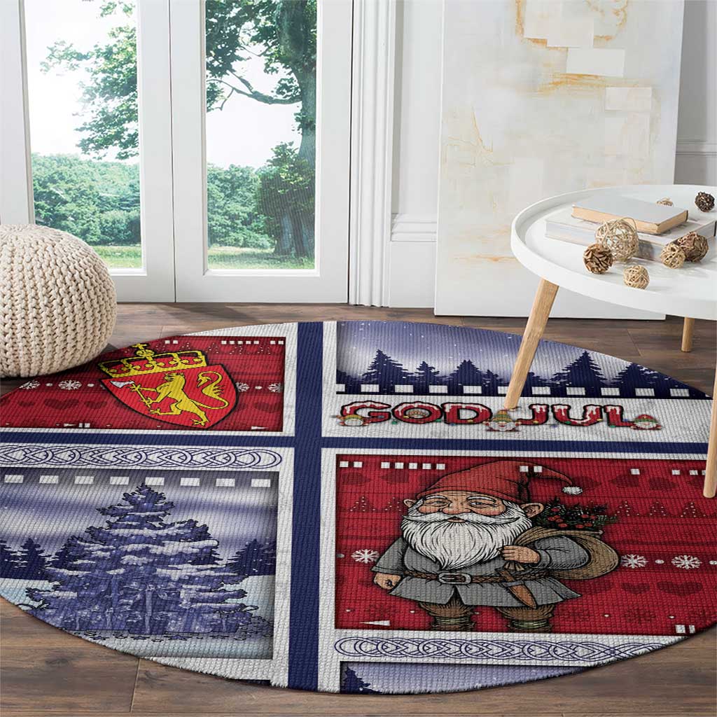 Norway Christmas Round Carpet Julenisse God Jul - Wonder Print Shop