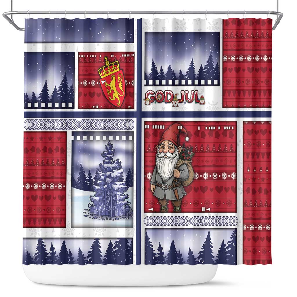 Norway Christmas Shower Curtain Julenisse God Jul - Wonder Print Shop