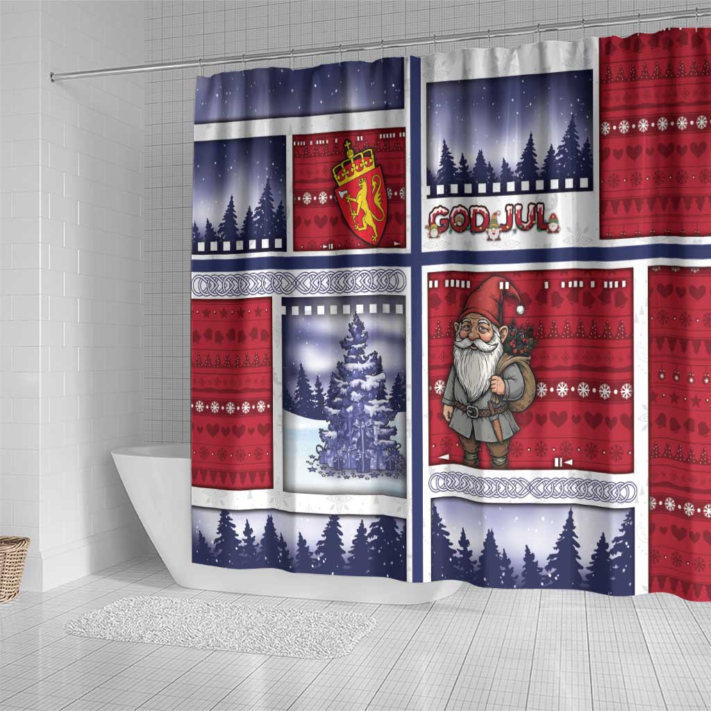 Norway Christmas Shower Curtain Julenisse God Jul - Wonder Print Shop