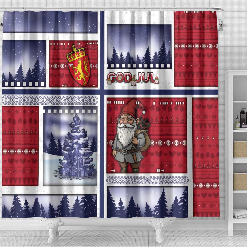 Norway Christmas Shower Curtain Julenisse God Jul - Wonder Print Shop