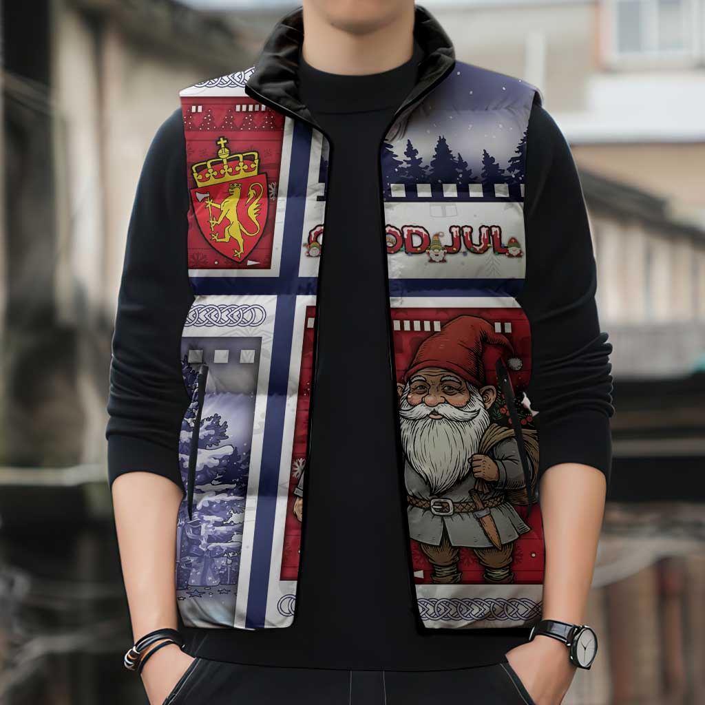 Norway Christmas Sleeveless Puffer Jacket Julenisse God Jul - Wonder Print Shop
