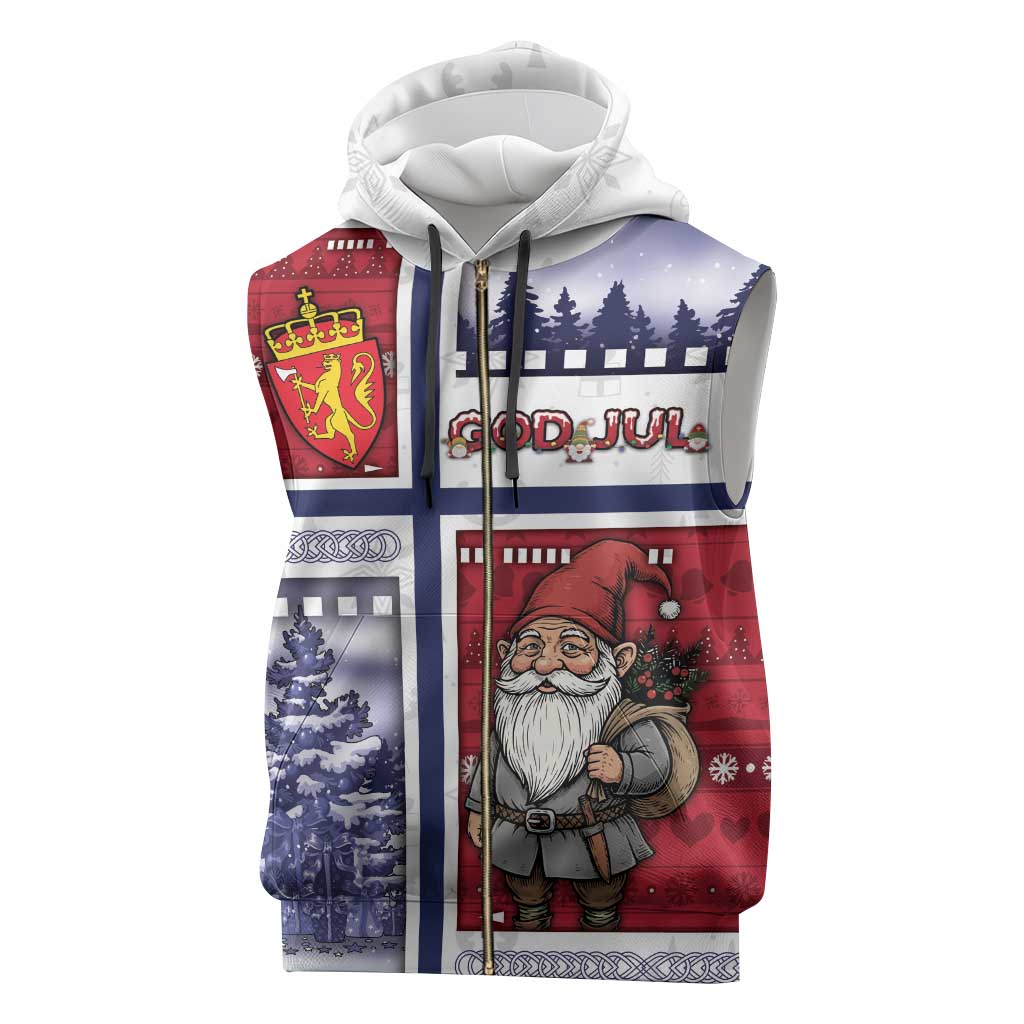 Norway Christmas Sleeveless Zip Hoodie Julenisse God Jul - Wonder Print Shop