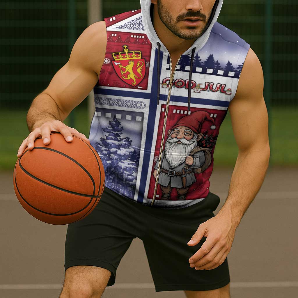 Norway Christmas Sleeveless Zip Hoodie Julenisse God Jul - Wonder Print Shop