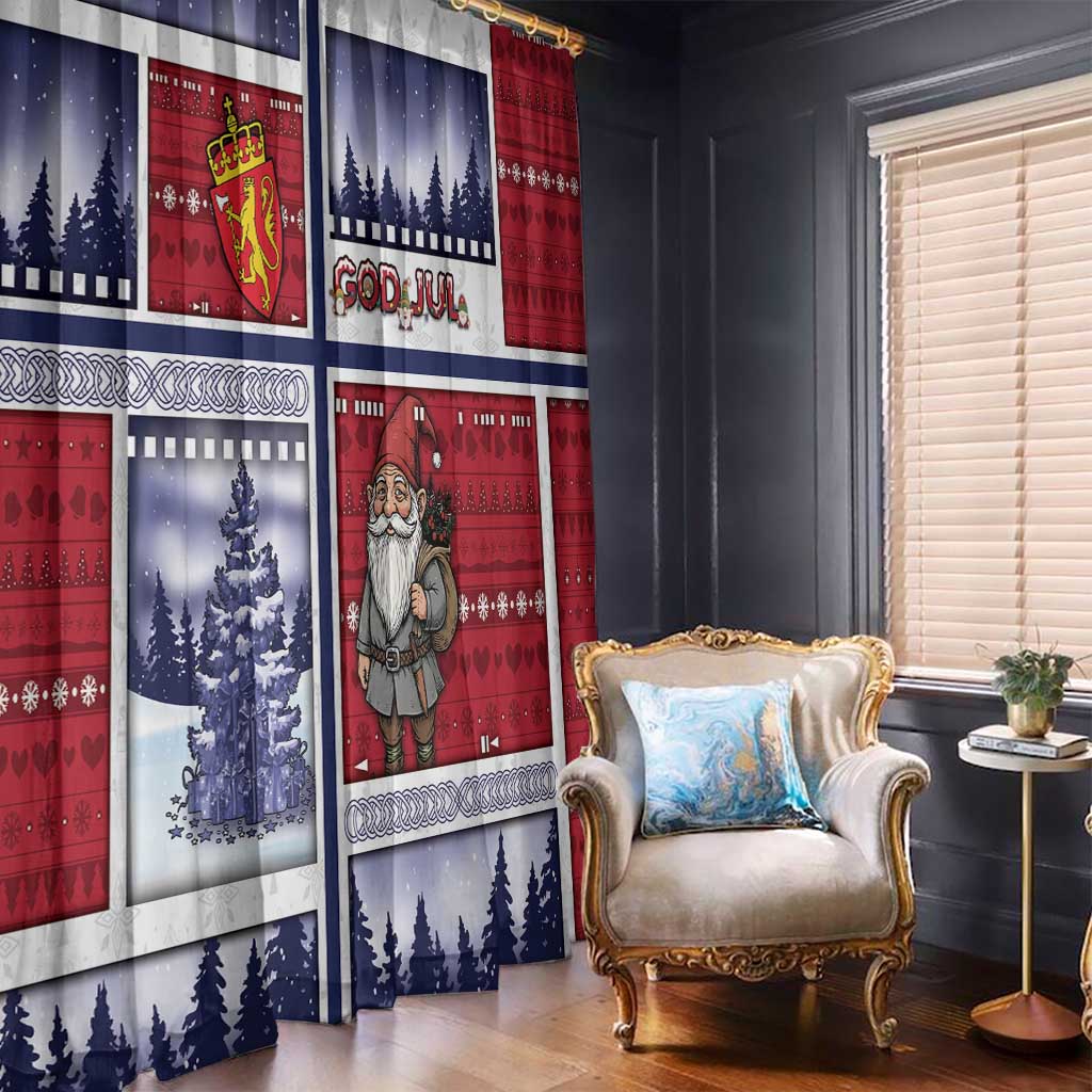 Norway Christmas Window Curtain Julenisse God Jul - Wonder Print Shop