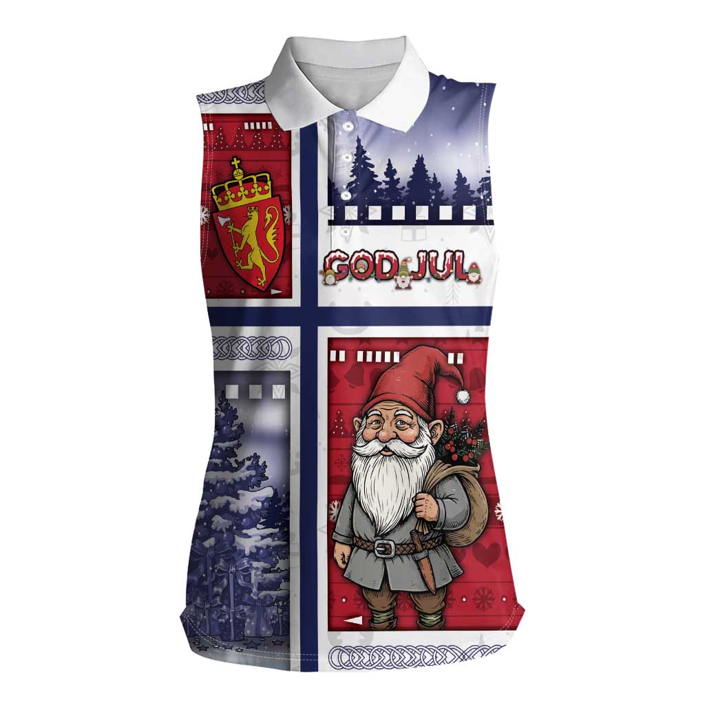 Norway Christmas Women Sleeveless Polo Shirt Julenisse God Jul - Wonder Print Shop