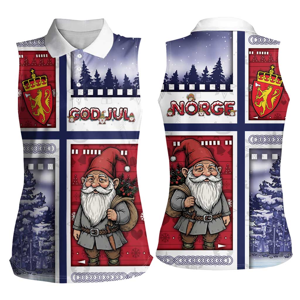 Norway Christmas Women Sleeveless Polo Shirt Julenisse God Jul - Wonder Print Shop