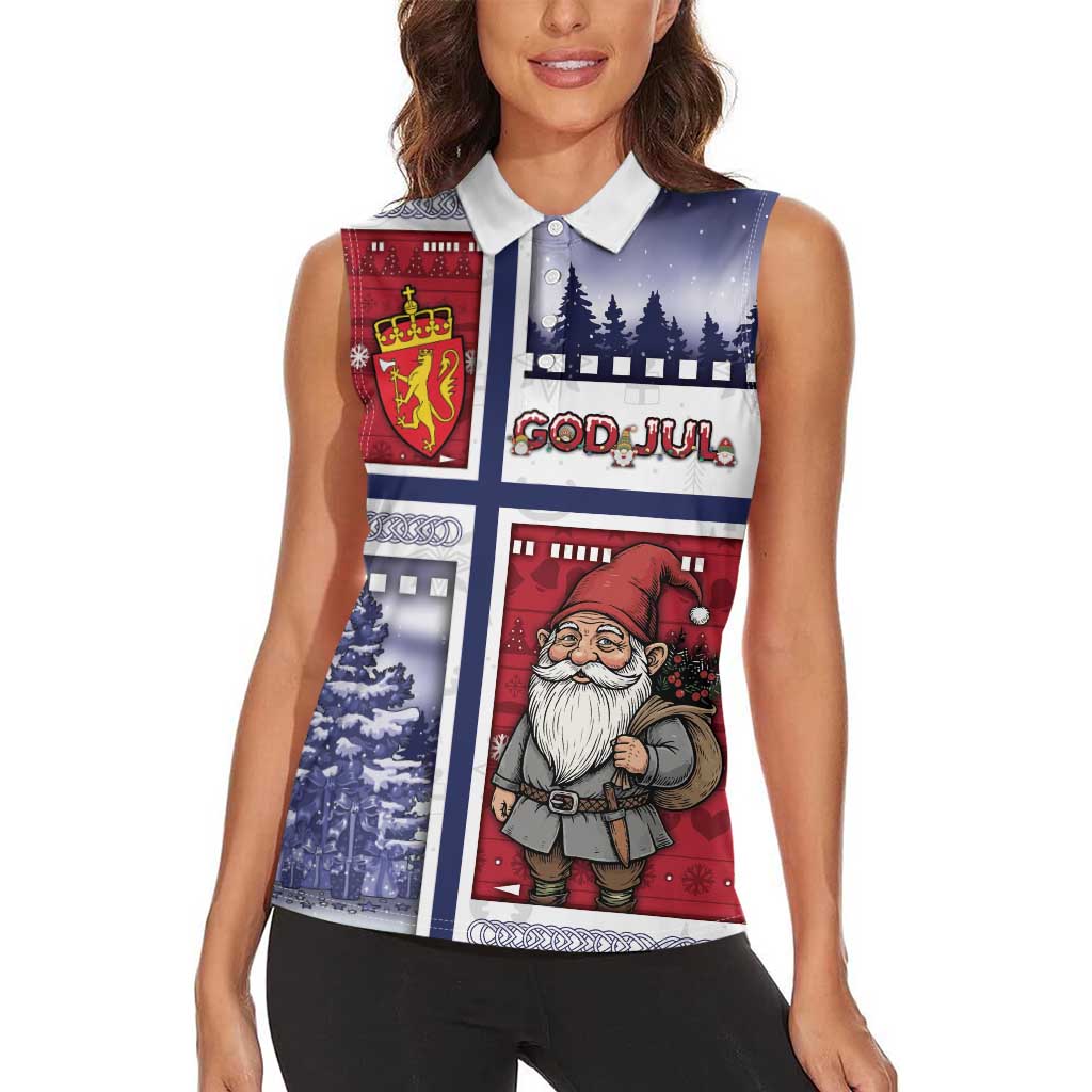 Norway Christmas Women Sleeveless Polo Shirt Julenisse God Jul - Wonder Print Shop