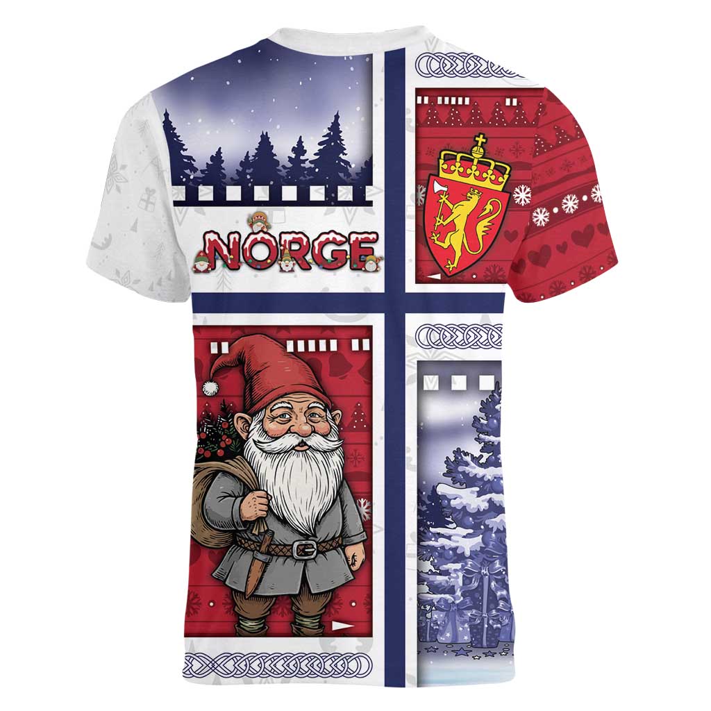 Norway Christmas Women V-Neck T-Shirt Julenisse God Jul - Wonder Print Shop