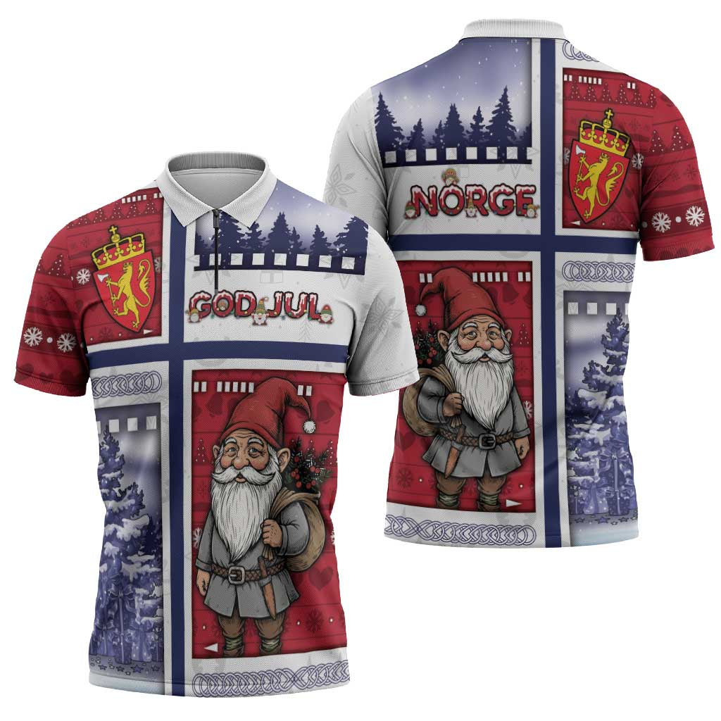 Norway Christmas Zipper Polo Shirt Julenisse God Jul - Wonder Print Shop