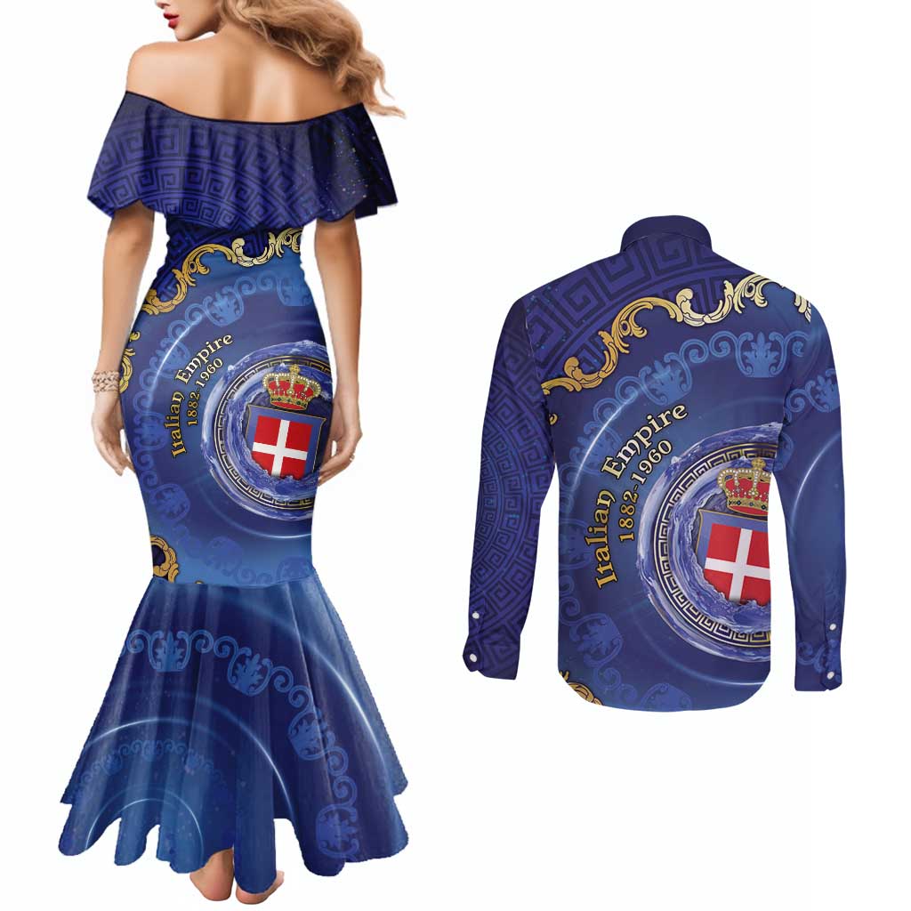 Italian Empire Couples Matching Mermaid Dress and Long Sleeve Button Shirt Concept Of Mare Nostrum - Wonder Print Shop