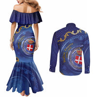 Italian Empire Couples Matching Mermaid Dress and Long Sleeve Button Shirt Concept Of Mare Nostrum - Wonder Print Shop