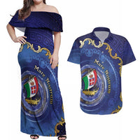 Italian Empire Couples Matching Off Shoulder Maxi Dress and Hawaiian Shirt Concept Of Mare Nostrum - Wonder Print Shop