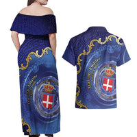 Italian Empire Couples Matching Off Shoulder Maxi Dress and Hawaiian Shirt Concept Of Mare Nostrum - Wonder Print Shop