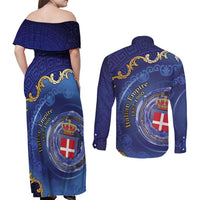 Italian Empire Couples Matching Off Shoulder Maxi Dress and Long Sleeve Button Shirt Concept Of Mare Nostrum - Wonder Print Shop