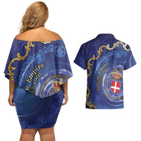Italian Empire Couples Matching Off Shoulder Short Dress and Hawaiian Shirt Concept Of Mare Nostrum - Wonder Print Shop