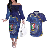 Italian Empire Couples Matching Off The Shoulder Long Sleeve Dress and Hawaiian Shirt Concept Of Mare Nostrum - Wonder Print Shop
