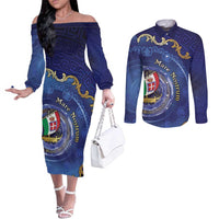 Italian Empire Couples Matching Off The Shoulder Long Sleeve Dress and Long Sleeve Button Shirt Concept Of Mare Nostrum - Wonder Print Shop