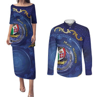 Italian Empire Couples Matching Puletasi and Long Sleeve Button Shirt Concept Of Mare Nostrum - Wonder Print Shop