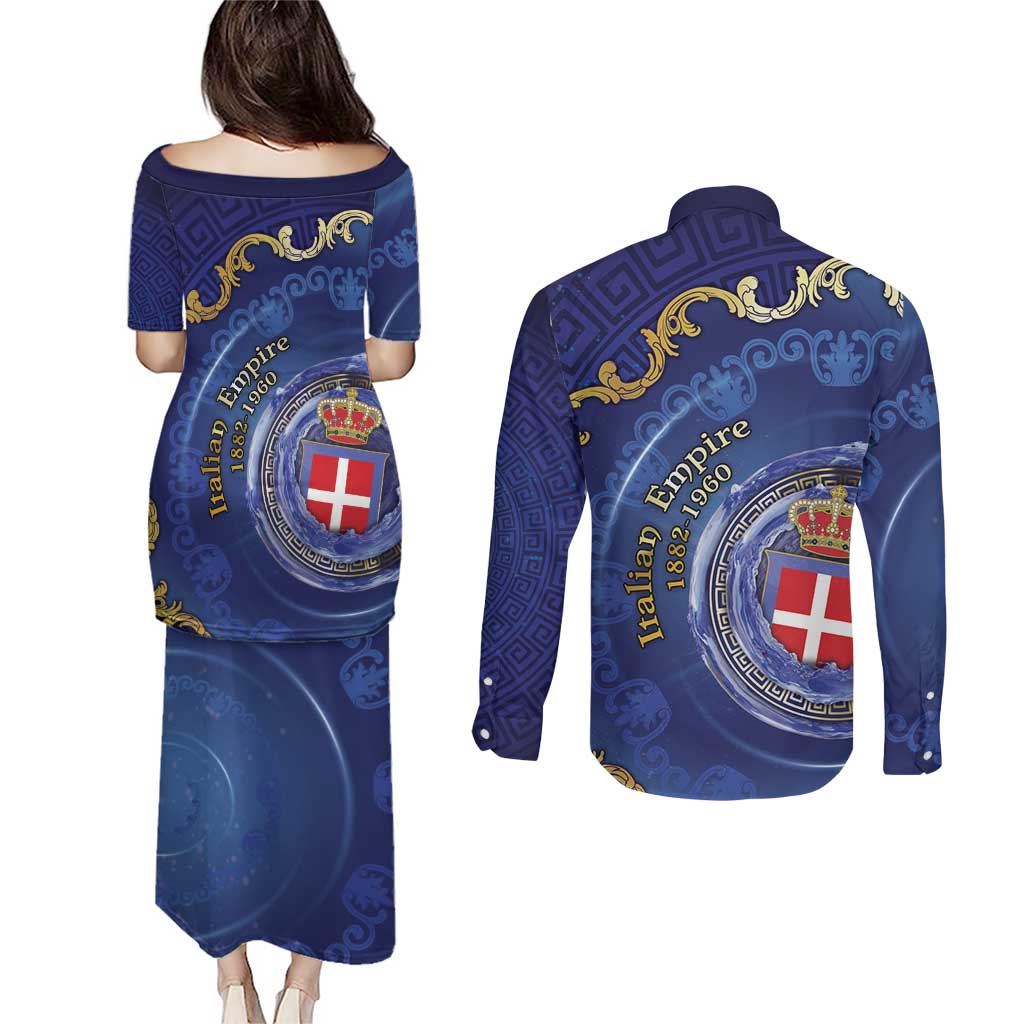 Italian Empire Couples Matching Puletasi and Long Sleeve Button Shirt Concept Of Mare Nostrum - Wonder Print Shop