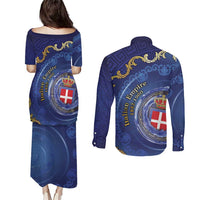 Italian Empire Couples Matching Puletasi and Long Sleeve Button Shirt Concept Of Mare Nostrum - Wonder Print Shop