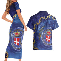 Italian Empire Couples Matching Short Sleeve Bodycon Dress and Hawaiian Shirt Concept Of Mare Nostrum - Wonder Print Shop