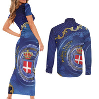 Italian Empire Couples Matching Short Sleeve Bodycon Dress and Long Sleeve Button Shirt Concept Of Mare Nostrum - Wonder Print Shop