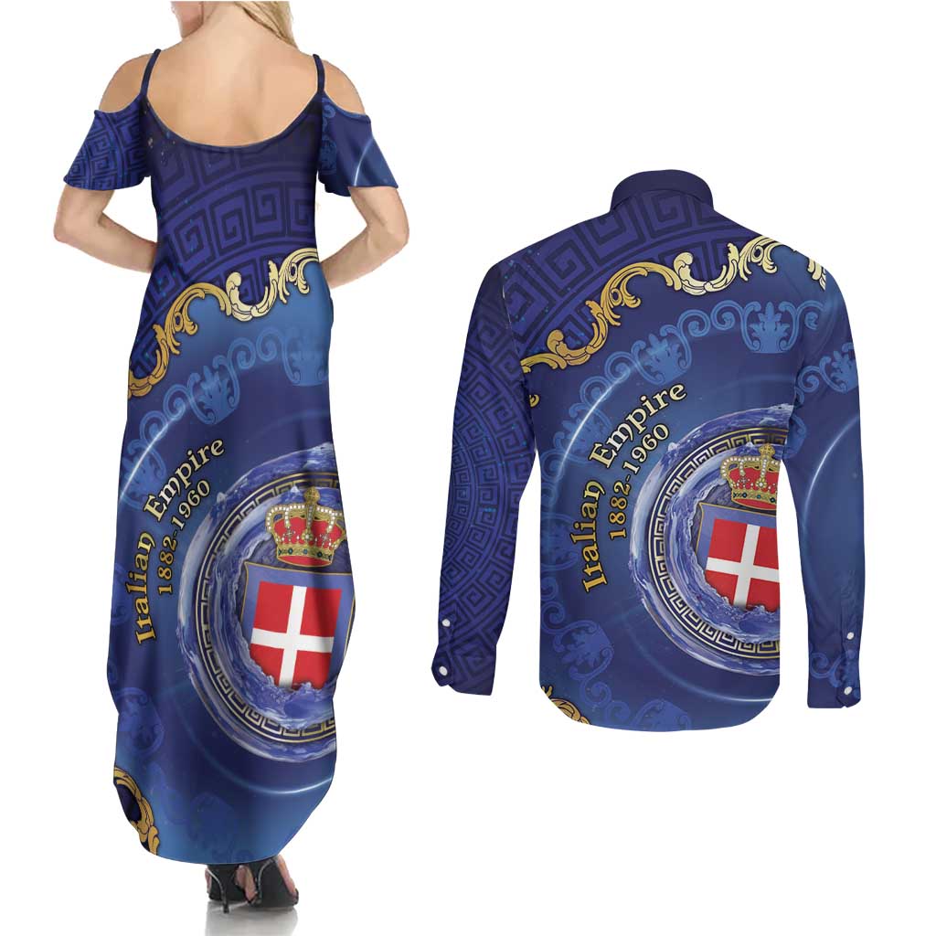 Italian Empire Couples Matching Summer Maxi Dress and Long Sleeve Button Shirt Concept Of Mare Nostrum - Wonder Print Shop