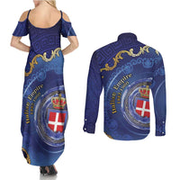 Italian Empire Couples Matching Summer Maxi Dress and Long Sleeve Button Shirt Concept Of Mare Nostrum - Wonder Print Shop